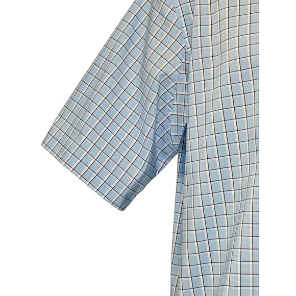 Duluth Trading Shirt Men's LARGE Button Down Short Sleeve Blue Plaid Relaxed Fit - Picture 3 of 8